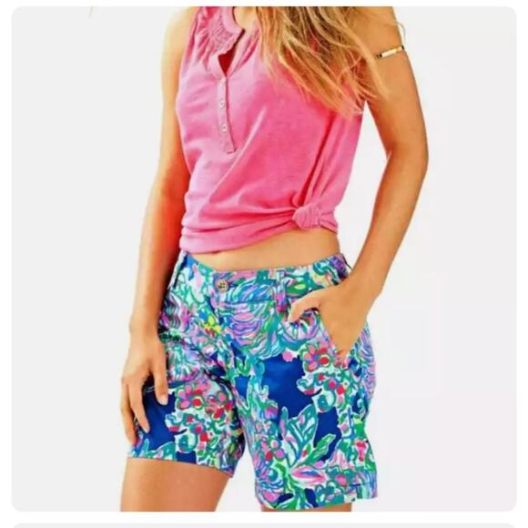 Lilly Pulitzer The Jayne Short Bright Indigo Exotic Escapade Preppy - Picture 11 of 11